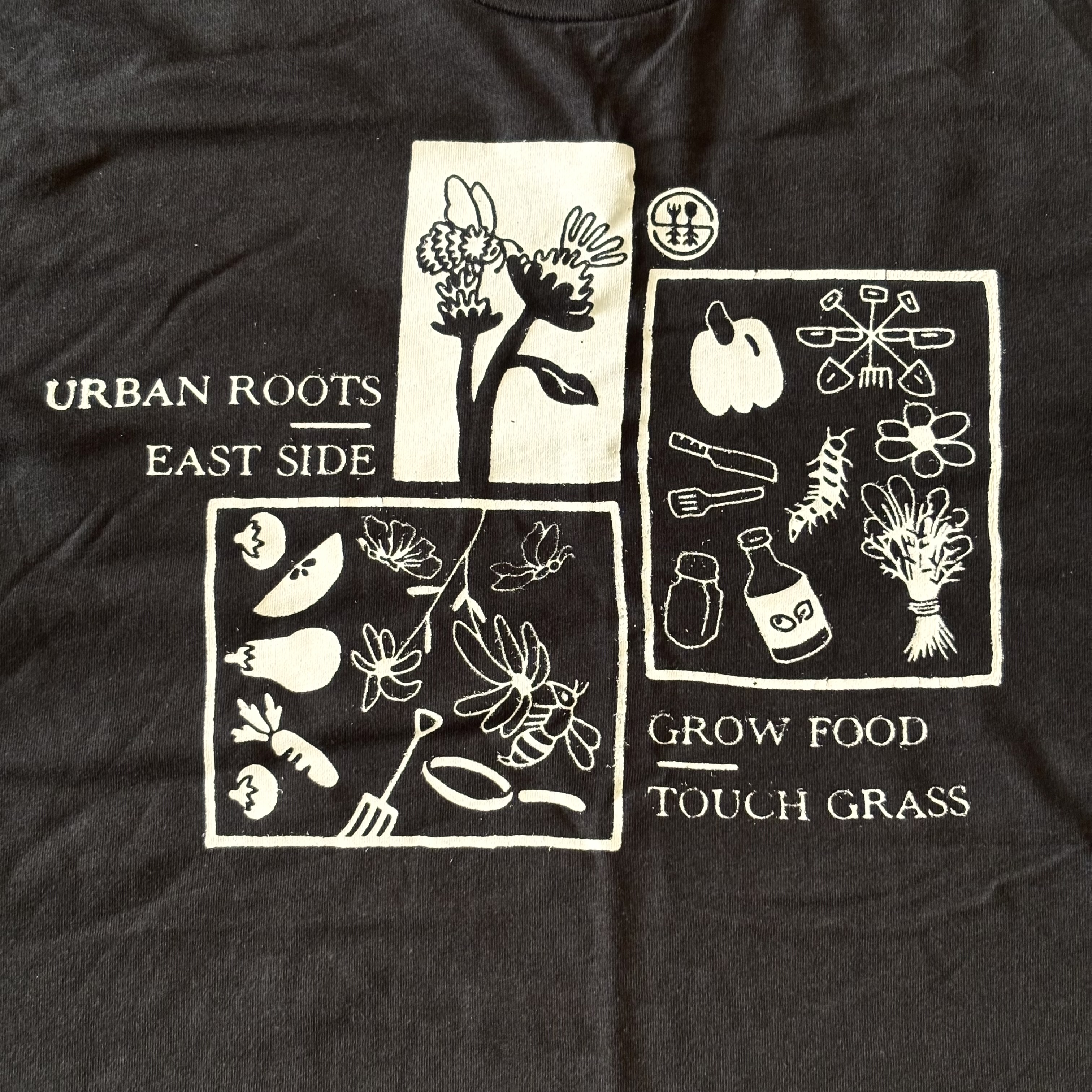 Grow Food Block Print Tee- Black